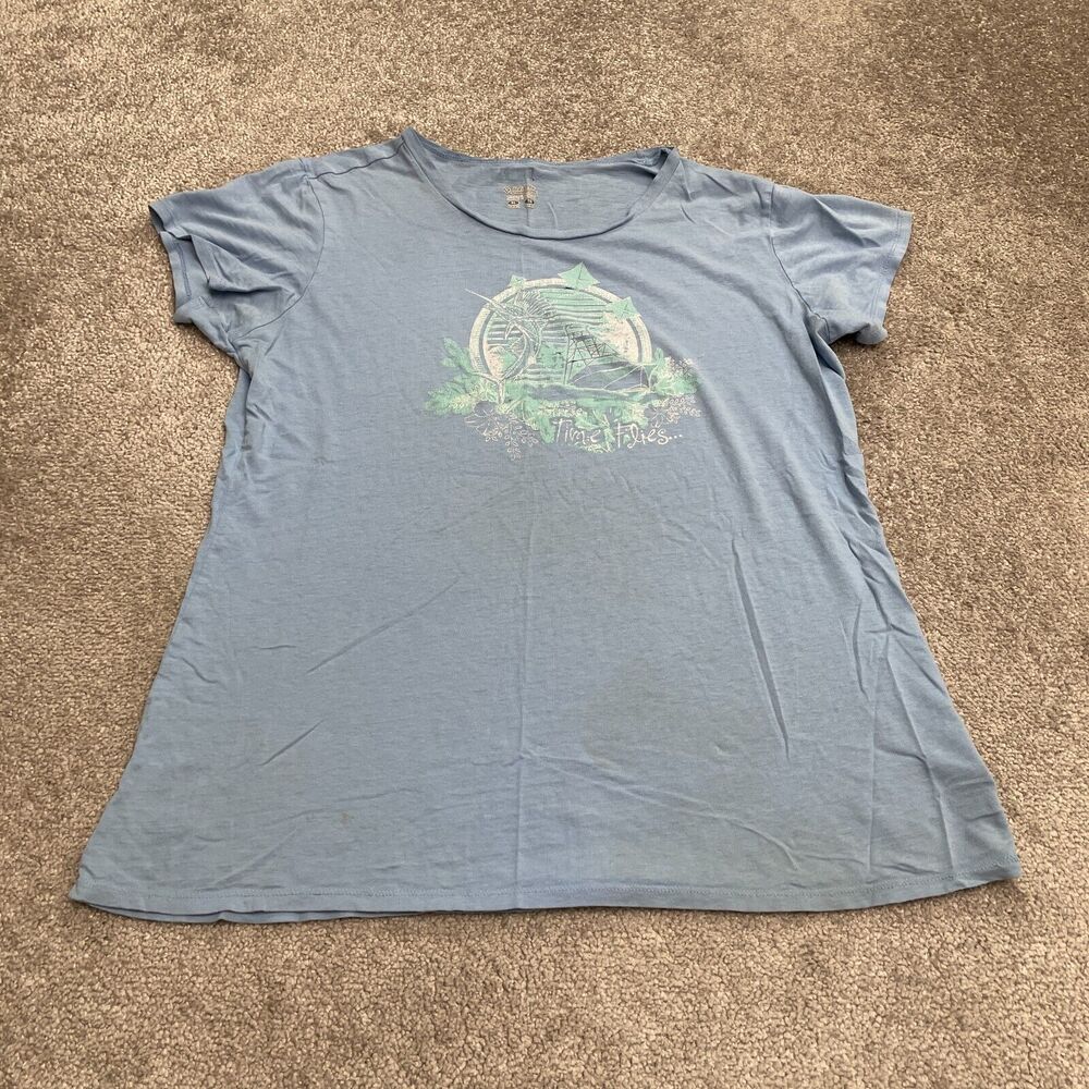 Columbia PFG Graphic T-Shirt Women XL Blue Round Neck Short Sleeve Casual Tee